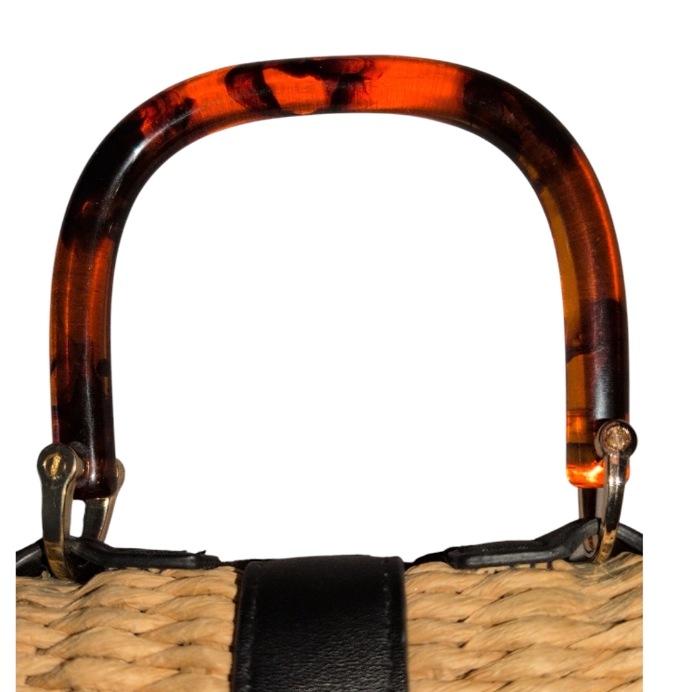 Topshop Womens Skyla Amber Acrylic Crossbody Wicker Straw Grab Bag - Picture 8 of 11
